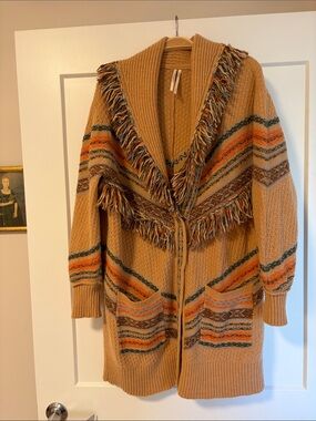 Anthropologie long fringe cardigan.